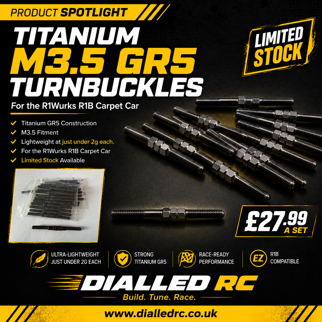 6x 3.5mm x 48mm Titanium Turnbuckles