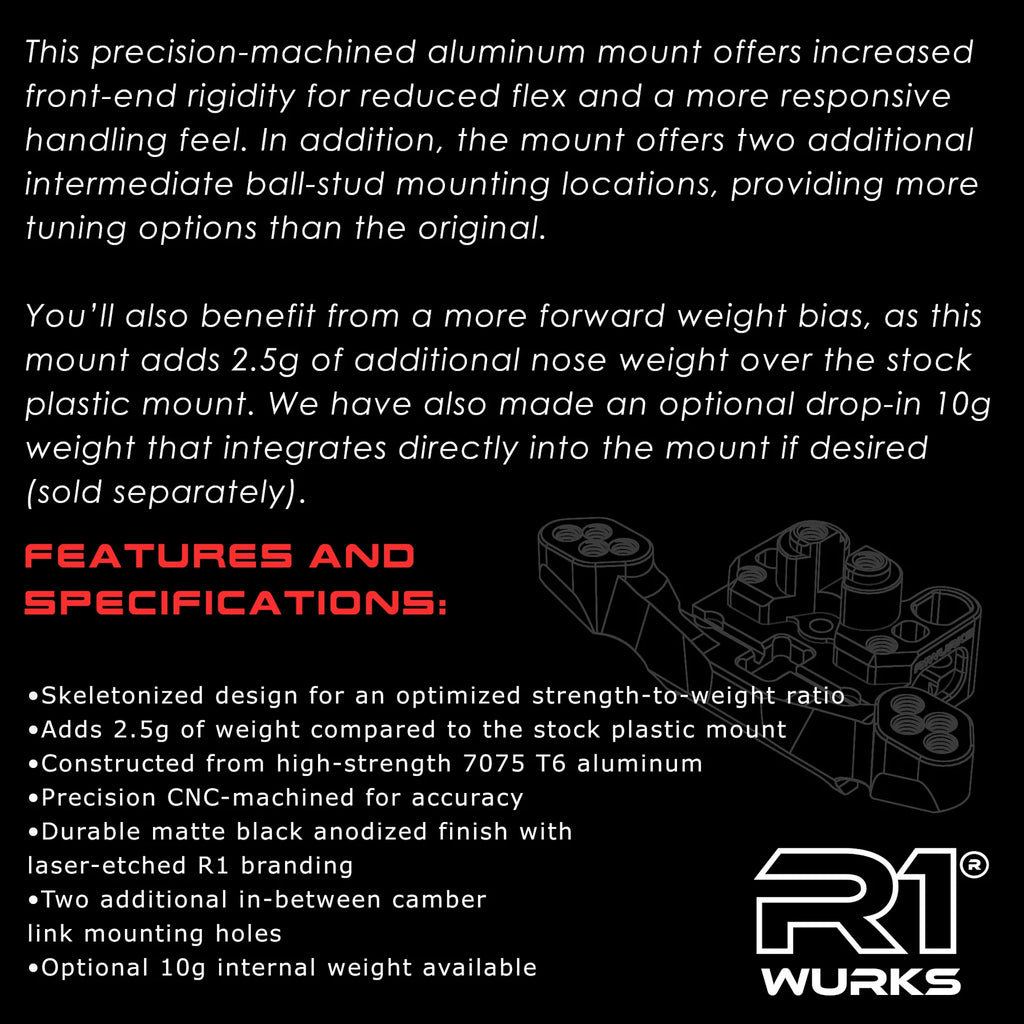 R1WURKS R1B Front Ball Stud Mount, Aluminum