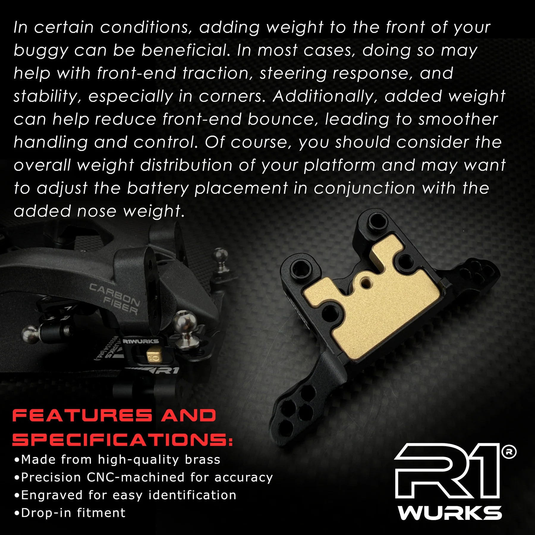 R1WURKS R1B Front Ball Stud Mount Weight (10g)