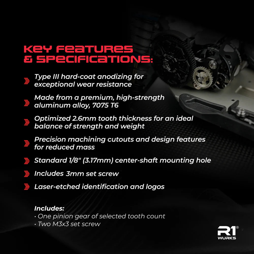 R1WURKS 48P Ultra Light Weight Aluminum Pinion Gears