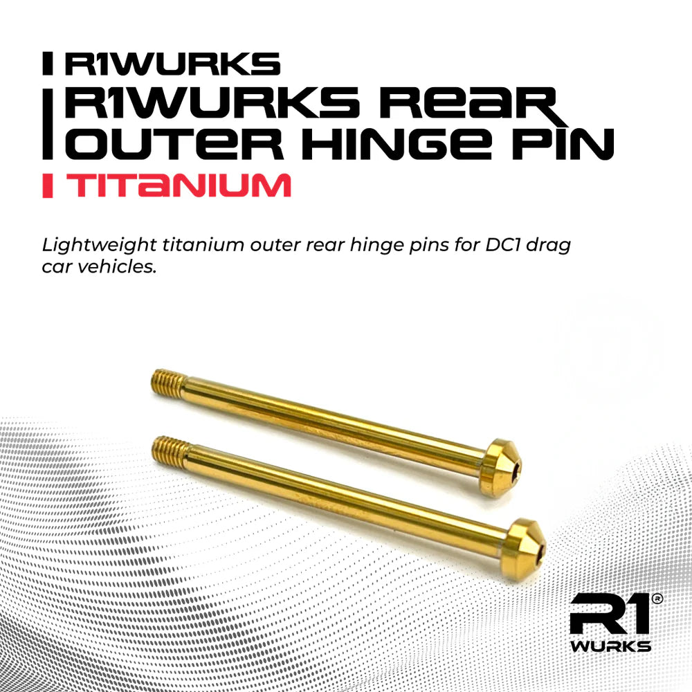 R1WURKS Rear Outer Hinge Pins, Titanium (Titanium Nitride Coated)